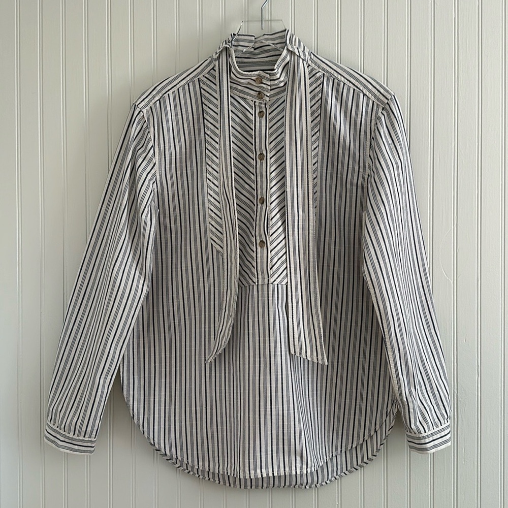 Banana Republic Pinstripe Oversized Tunic Blouse